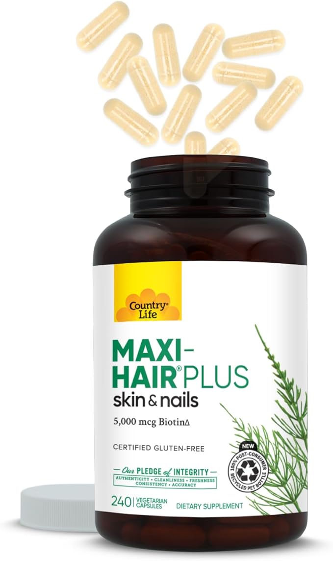 Country Life Maxi-Hair Plus Biotin Supports Healthy Hair Skin and Nails Daily Supplement 240 ct