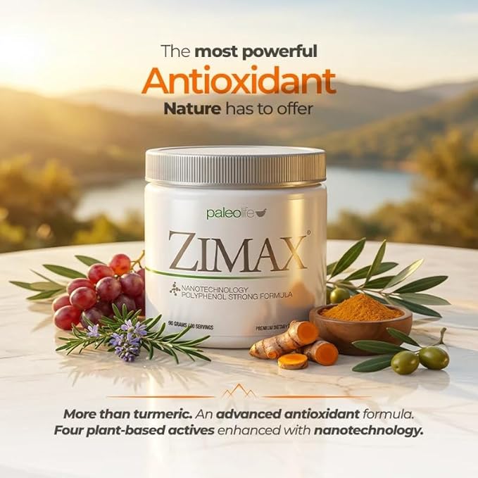ZIMAX Super ANTIOXIDANT - 100% Natural - High Absorption Curcumin Rosemary Extract Grape Seed Extract Olive Leaf Extract ORAC 3451770 (Canister) 90 Grams (1-Pack)