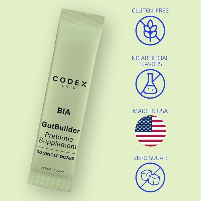 Prebiotics for Digestive Health &amp Immune System Support – Dietary Fibers Antioxidants &amp Superfoods for Gut Barrier Strength &amp Gut Microbiome Balance | 30-Day Supply | Codex Labs BIA GutBu
