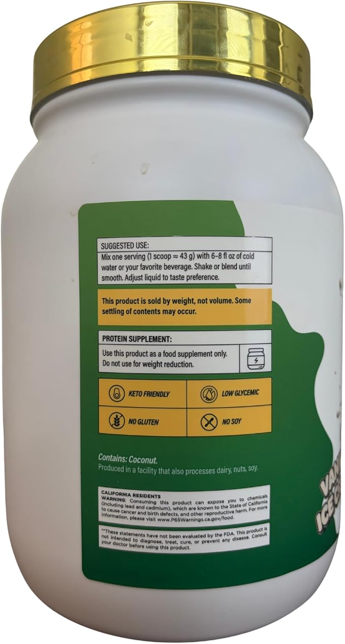 Vegan Pea Protein Powder + Gut Health + Hydration | Vanilla | 23g | Gluten-Free Lactose-Free Sugar Free Keto Low Carb Prebiotics Electrolytes