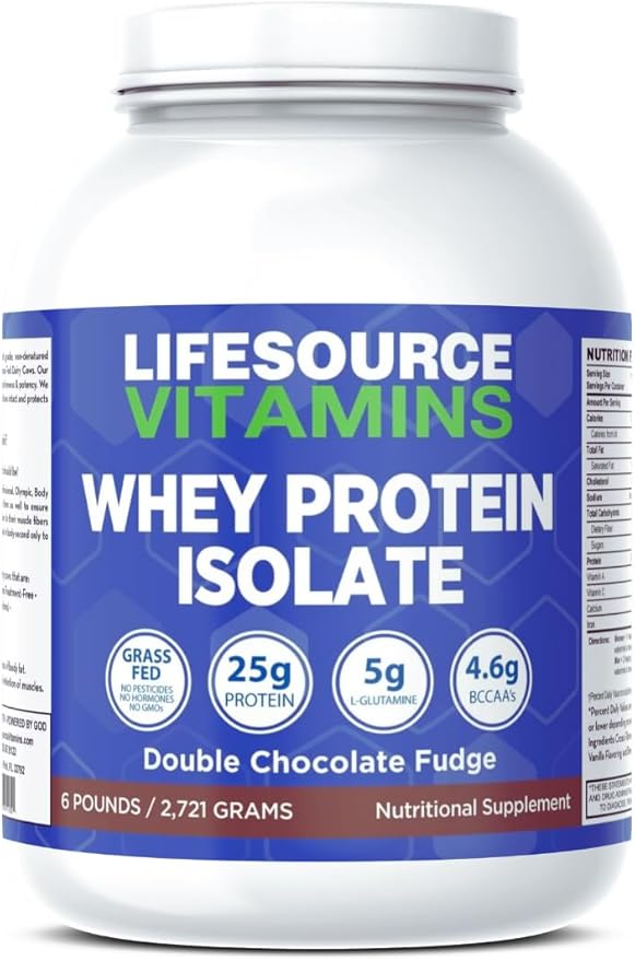 LifeSource Vitamins 6 lb - US Dairy Cows Grass Fed Whey Protein Isolate - Double Chocolate Fudge sweetened w/Stevia