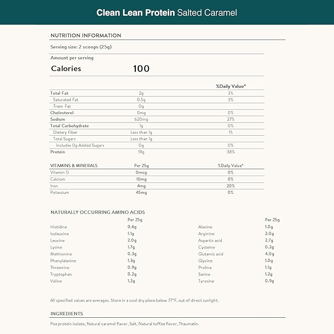 Nuzest Vegan Protein Powder – Clean Lean Protein Salted Caramel – 21g Pea Protein Isolate 1.1lb (20 Servings) – Plant-Based Protein Shake Mix with 24oz Shaker Bottle