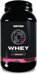 Driven WHEY- Grass Fed Whey Protein Powder: Delicious Clean Protein Shake- Improve Muscle Recovery with 23 Grams of Protein with Added BCAA and Digestive Enzymes (2 lb Chocolate Milkshake)