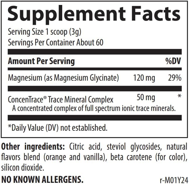 Trace Minerals Magnesium Glycinate Powder - Daily Magnesium Powder for Sleep Support - Calming Bedtime Drink - Natural &amp Gentle - Grape - 180g (60 Servings)
