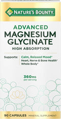 Nature's Bounty Calm Magnesium Glycinate Supplement - High Absorption Magnesium for Relaxed Mood Heart &amp Bone Health 90 Capsules