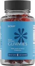 BIOMA Hair Skin &amp Nails Beauty Gummies - Supports Growth &amp Strength with Biotin Collagen Zinc &amp Vitamins C &amp D - Gluten-Free - 60 Gummies (30-Day Supply)