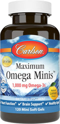 Carlson - Maximum Omega Minis 1000 mg Omega-3s Heart Function Brain Support &amp Healthy Aging Lemon 120 Mini Softgels