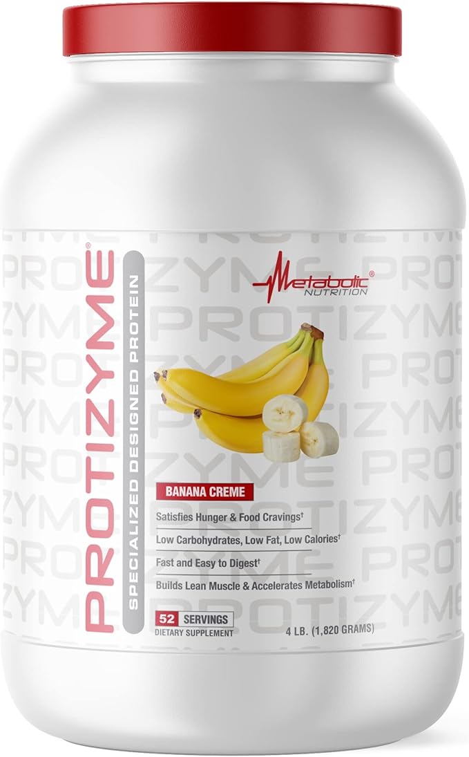 Metabolic Nutrition Protizyme 100% Whey Protein Powder High Protein Low Carb Low Fat Whey Protein Digestive Enzymes 24 Essential Vitamins and Minerals 4 Pound (52 ser)
