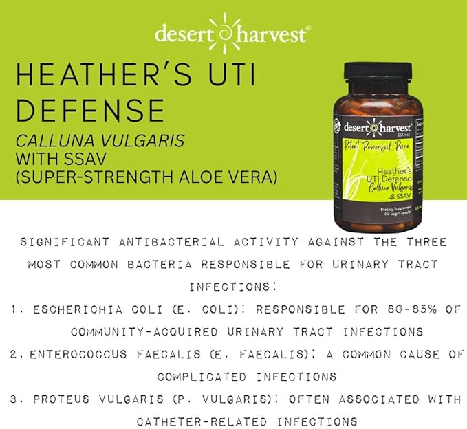 Desert Harvest Heather’s UTI Defense – Botanical Urinary Tract Support Supplement with Calluna vulgaris &amp SSAV Aloe Vera – 60 Capsules (Plant-Based Vegan Daily Use)