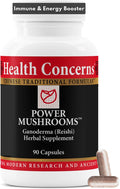 Health Concerns Power Mushrooms – Immune System &amp Natural Energy Support – Adaptogenic Mushroom Supplement with Reishi Tremella Maitake Poria – Traditional Chinese Herbal Supplement - 90 Capsul