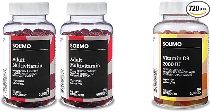 Amazon Basics Adult Multivitamin (300 Count) and Vitamin D3 Gummies (160 Count)