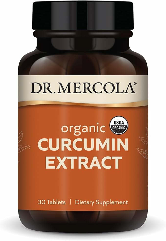 Dr. Mercola Organic Curcumin Extract - Supports Cellular Health &amp Antioxidant Activity - Micronized Curcuminoids - No Black Pepper - USDA Organic - 30 Tablets