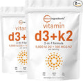 Micro Ingredients Vitamin D3 5000 IU + K2 MK-7 100 mcg 2 Pack (600 Softgels) | Liquid-Filled with Sunflower Oil | 2-in-1 Vitamins D &amp K Complex | Extra Strength Easy to Swallow Non-GMO No Glu