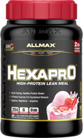 ALLMAX HEXAPRO Strawberry - 2 lb - 25 Grams of Protein Per Serving - 8-Hour Sustained Release - Zero Sugar - 21 Servings