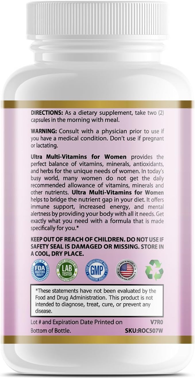 PGO Nutrition™ Ultra Multi-Vitamin for Women Unleash Your Power with Ultra Multi Vitamins - Elevate Your Energy Strengthen Your Immunity and Support Your Female Wellness