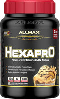 ALLMAX HEXAPRO Chocolate Peanut Butter - 5 lb - 25 Grams of Protein Per Serving - 8-Hour Sustained Release - Zero Sugar - 52 Servings