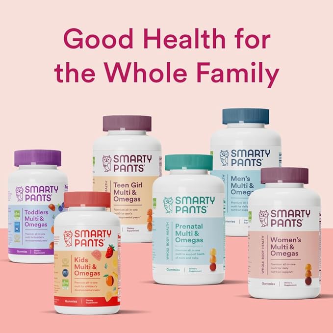 SmartyPants Women's Multivitamin Gummies: Omega 3 Fish Oil (EPA/DHA) Methylfolate CoQ10 Vitamin D3 C Vitamin B12 B6 A K &amp Zinc Inositol Gluten Free 180 Count (30 Day Supply)