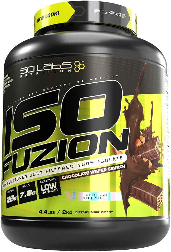 Iso Fuzion 100% Whey Isolate 28g Non Denatured Protein Powder Chocolate Wafer Crunch Flavor 4.4lb