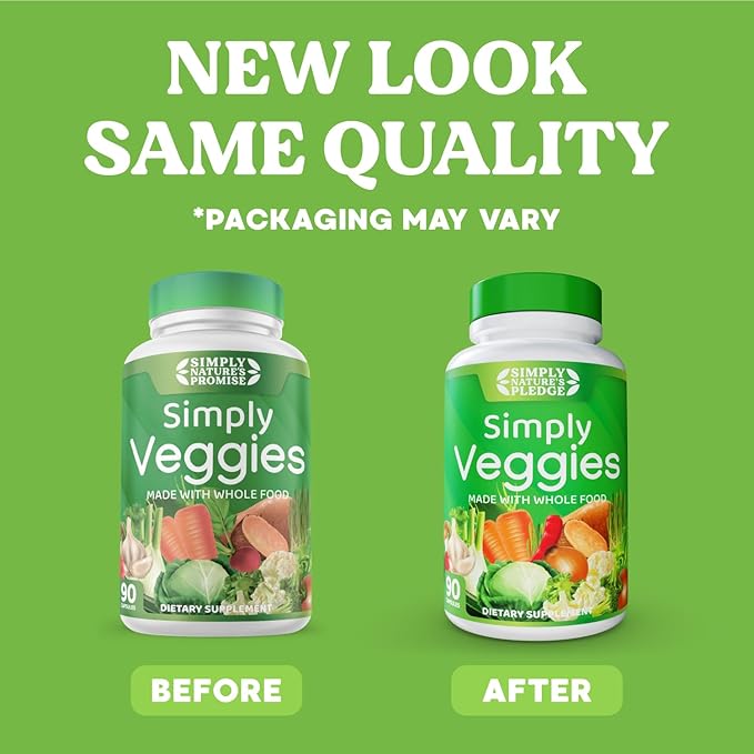 Simply Nature's Pledge - Made with Whole Food Superfoods Packed with Beta Carotene &amp 18 Different Vegetables - 100% Soy Free (90 Count (Pack of 3))