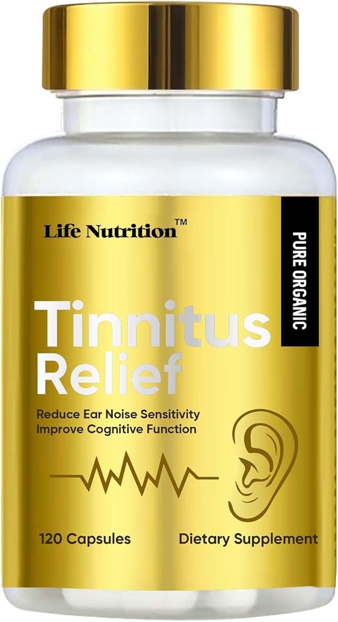 1200MG Tinnitus Relief for Ringing Ears - Advanced Ear Health Support Supplement with Hibiscus &amp Hawthorn Berry - Soothing Comfort for Ear Noise - Non-GMO &amp Vegan - 120 Capsules
