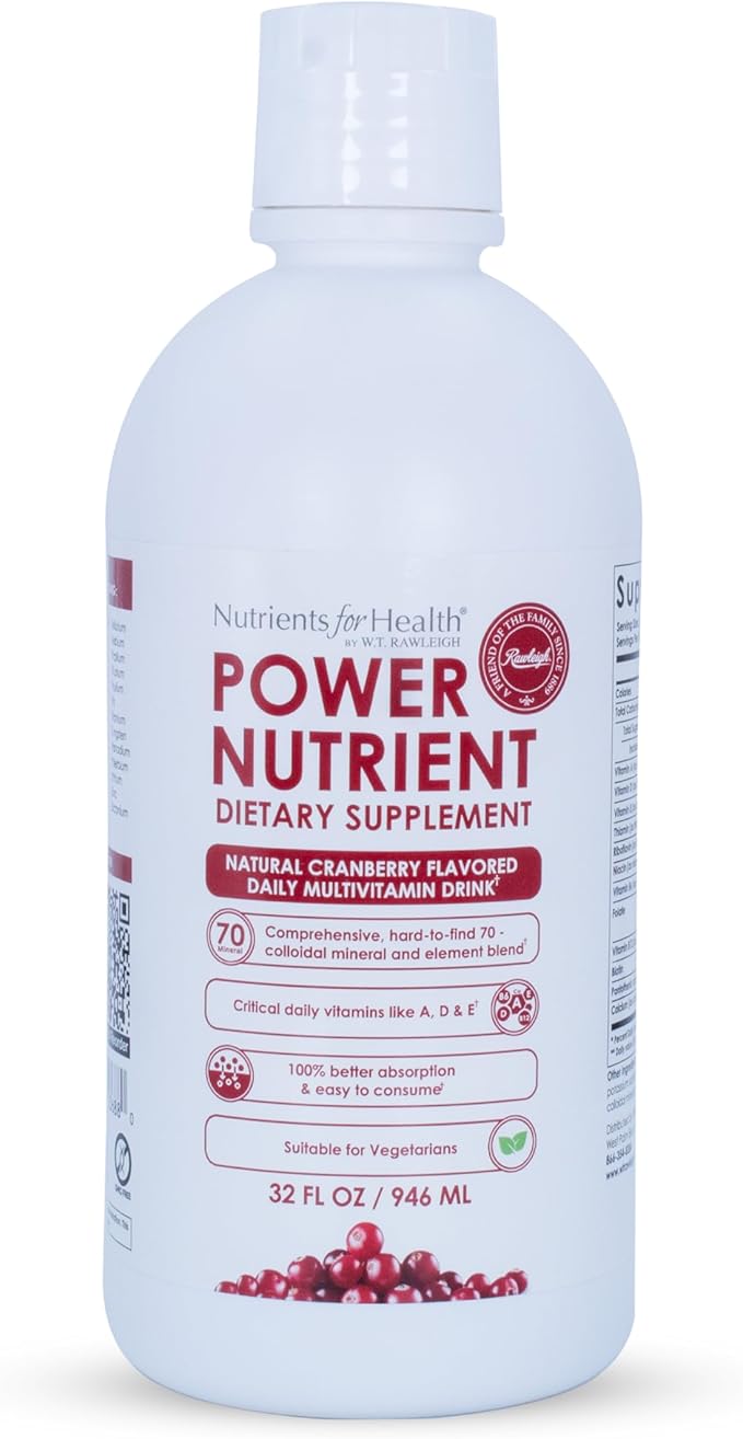 Rawleigh Power Nutrient: 32 fl oz for 1 Month - Cranberry Flavor Daily Multivitamin Liquid Supplement for Men Women with VIT. A - zinc &amp 70 Colloidal Trace Minerals Vegetarian-Friendly GMO Fre