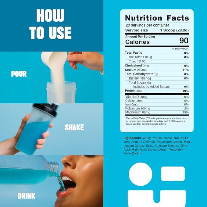 FLYTE Clear Whey Isolate Protein Powder Watermelon Flavor | 20g Grass-Fed Whey Isolate + Electrolytes | No Added Sugar Gluten-Free 20 Servings