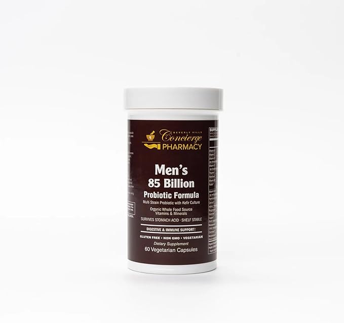 Beverly Hills Concierge Pharmacy Men’s 85 Billion Probiotic Formula | Multi-Strain Probiotics with Kefir Culture | Daily Digestive &amp Gut Balance Support | 60 Capsules