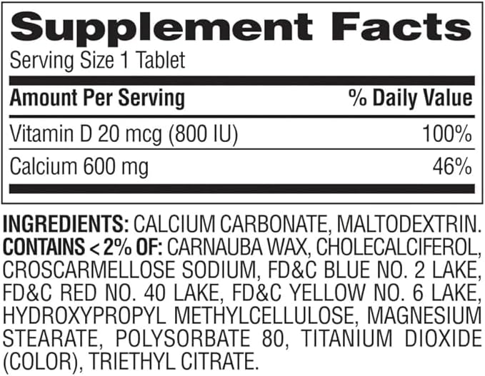 Calcium 600 mg + Vitamin D3 Daily Bone Support Bundle – Calcium Supplement with Vitamin D for Bone &amp Teeth Health Muscle Function &amp Immune Support 120