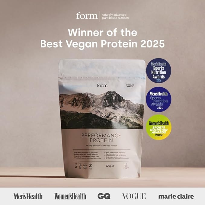 Form Performance Protein - Vegan Protein Powder - 30g of Plant Based Protein per Serving with BCAAs. Perfect Post Workout. Tastes Great with Just Water! (Chocolate Peanut)