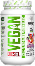 PERFECT SPORTS Vegan Diesel 100% Plant Based Protein | Whole Food Blend | No Artificial Sweeteners Lactose Free Keto | 23g Protein | 1.5 Pounds (Very Berry Splash)