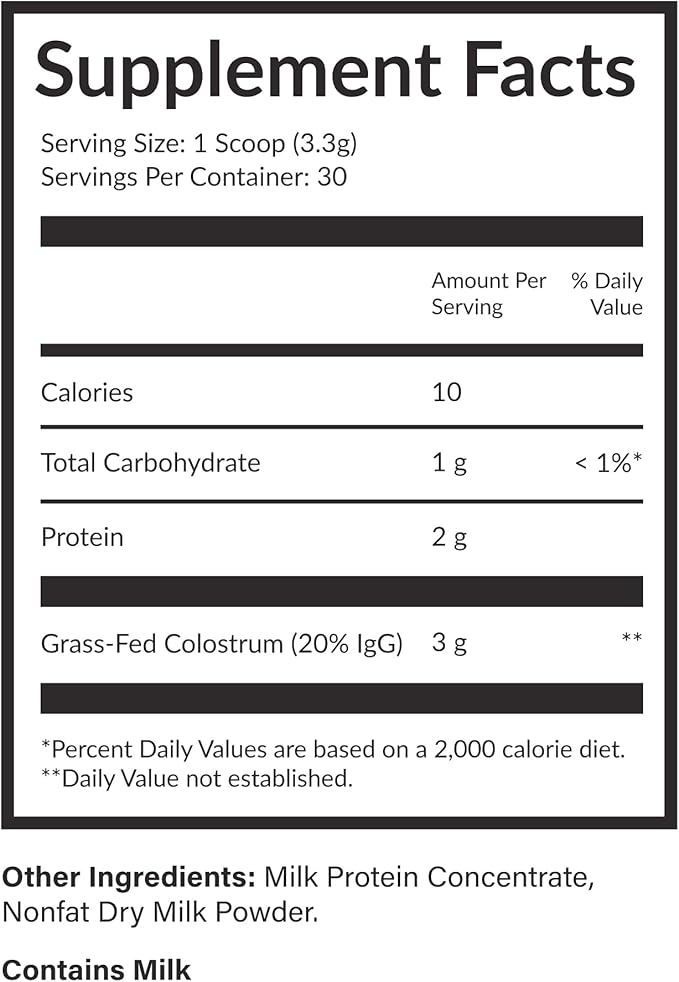 Beam Colostrum Powder – Grass-Fed Bovine Colostrum Supplement 3g Per Serving Colostrum for Gut Health Immune System &amp Digestive Health Support Non-GMO Third-Party Tested 30 Servings