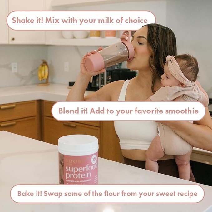 Boobie Body Superfood Protein Pregnancy and Postpartum Meal Replacement Shake Chocolate Bliss Flavor | 19g Protein | Safe for Lactation &amp Motherhood | Organic Vegan Zero Sugar 1 Tub (20 Servin