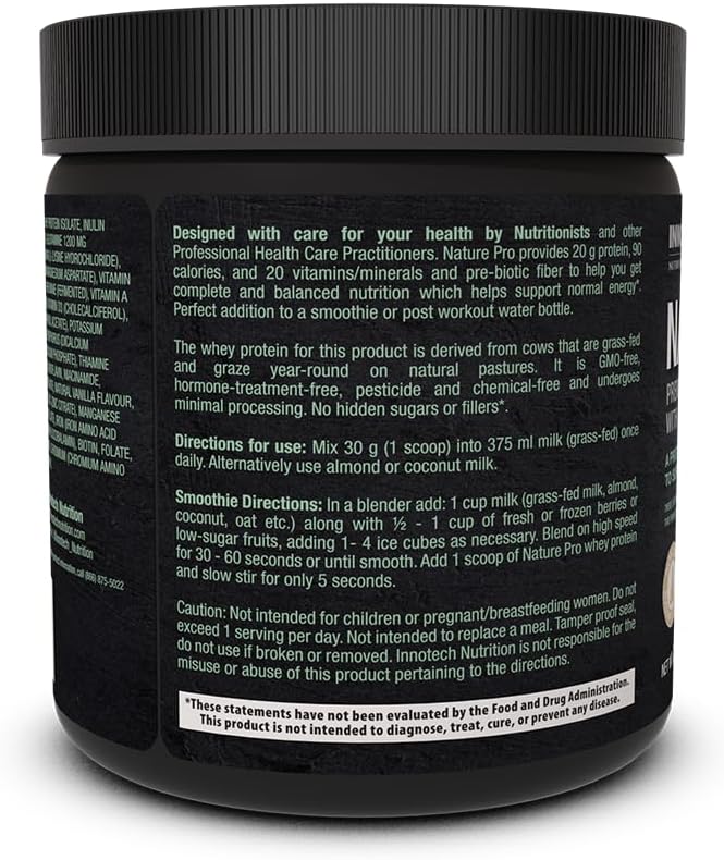INNOTECH Nutrition: Naturepro (whey + from Grass Fed Cows) Vanilla - 600 G