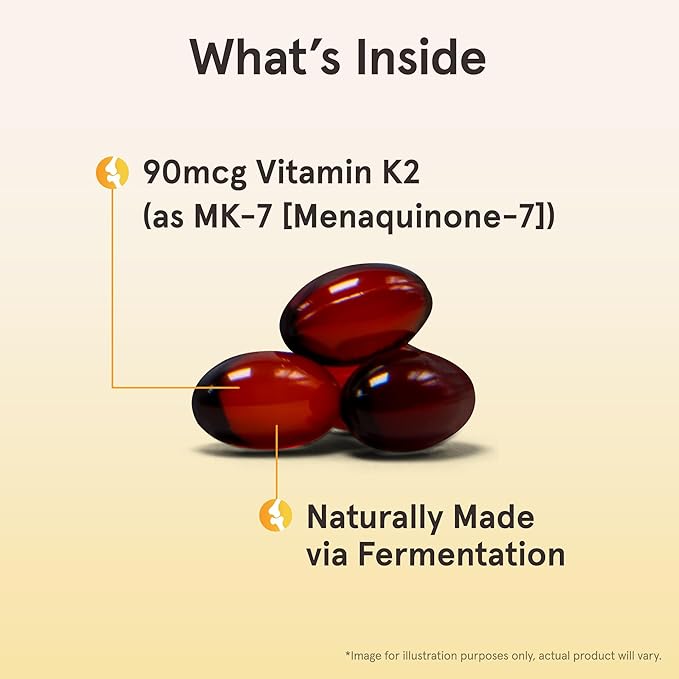 Jarrow Formulas MK-7 90 mcg - Bioactive Form of Vitamin K2-60 Servings (Softgels) - for Bone &amp Cardiovascular Health - Vitamin K2 MK-7 Dietary Supplement - K2 Vitamin Supplement MK-7 - Gluten Free