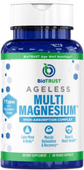 BioTrust Multi Magnesium Complex - High-Absorption 7-in-1 Supplement with Glycinate Malate Citrate Taurate Sucrosomial &amp More for Relaxation Focus Muscle Support - B6 &amp L-Theanine 60 Ca