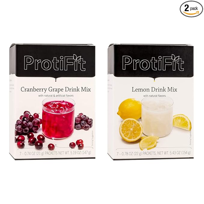 PROTIFIT - High Protein Cranberry Grape &amp Lemon Fruit Drink 2 Pack 15g Protein Low Calorie Sugar Free Ideal Protein Compatible 7 Servings Per Box (2 Pack)