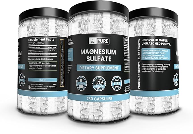 Pure Original Ingredients Magnesium Sulfate (730 Capsules) No Rice Fillers Always Pure Lab Verified
