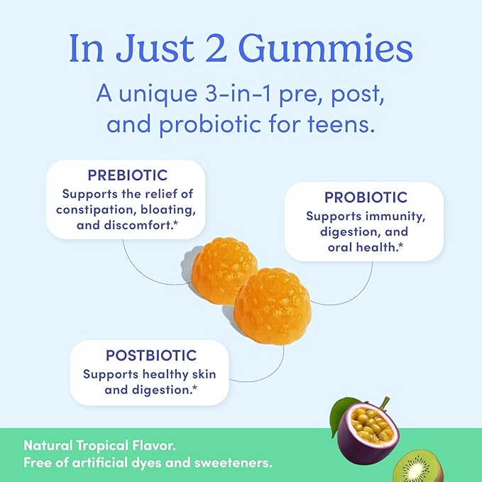FIRST DAY Teens Wellness Bundle with Multivitamins Tribiotics &amp Calming Magnesium Gummies – Supports Nutrition Immune &amp Digestive Health Balanced Mood &amp Energy – 30 Day Supply