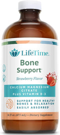 LifeTime Vitamins - Liquid Calcium Magnesium Supplement for Women &amp Men with Vitamin D Muscle and Bone Health Support with Magnesium &amp Calcium Citrate - Natural Strawberry Flavor 16 fl oz