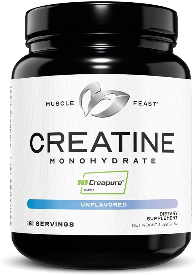 Muscle Feast Creatine + Isolate Big Bundle: 1 Creatine Powder (Unflavored 2lb) + 1 Whey Protein Isolate (Chocolate 5lb) | Premium Supplements Vegetarian Gluten Free