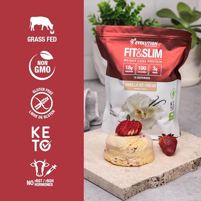 Evolution Advance Nutrition Fit &amp Slim Blend 2 Pounds + Resistance Loop Bands for Home Exercise – Grass Fed Whey Protein Powder Easy Digesting Keto Approved Non GMO Stevia Sweetened (Vanilla)