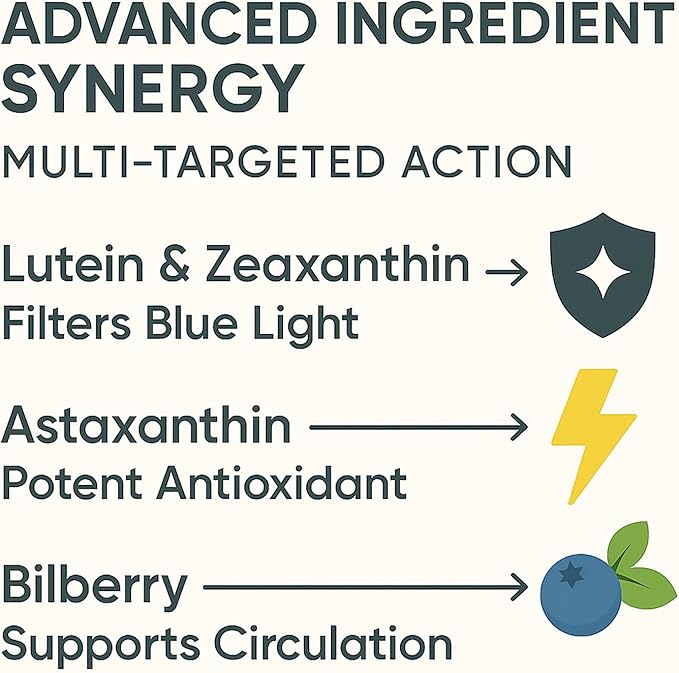 14 in 1 Advanced Eye Formula - Eye Vitamins &amp Minerals Supplement with Lutein Zeaxanthin Astaxanthin Bilberry Zinc 14-in-1 Formula for Eye Health Support - 60 Capsules (1)