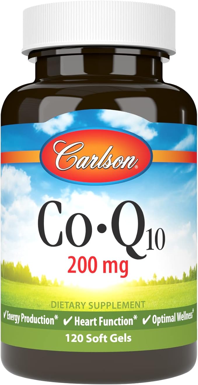 Carlson - Co-Q10 Co-Enzyme Q10 200 mg Energy Production &amp Heart Function 120 Softgels
