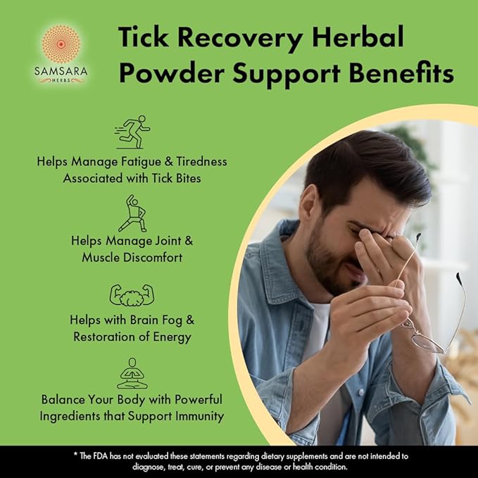 Samsara Herbs Tick Recovery Herbal Powder Formula (4oz/114g) - Japanese Knotweed Cat's Claw SIDA Acuta Houttuynia Cordata Stevia