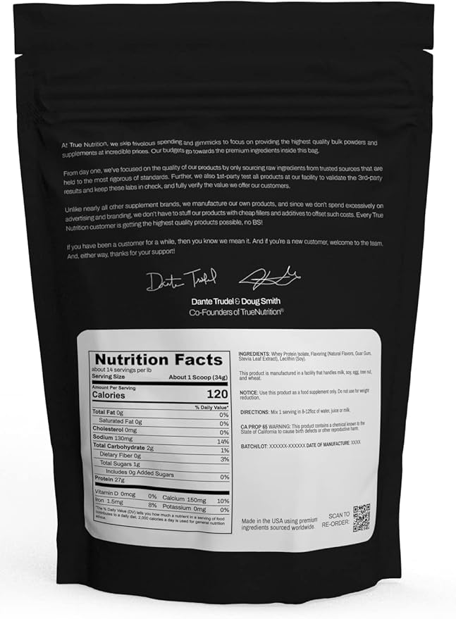 True Nutrition Whey Protein Isolate Powder - Cold-Filtered 27g Protein per Serving - Supports Muscle Growth &amp Recovery - Keto Gluten Free Lactose Free Non-GMO - French Vanilla - 1lb