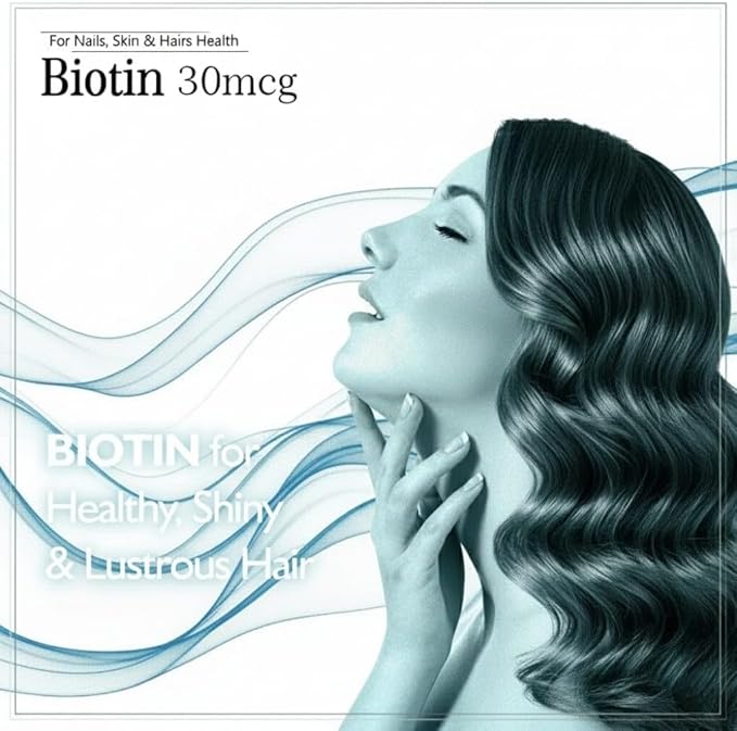SS Biotin 30mcg Supplement for Hair Growth Strong Hair and Glowing Skin Fights Nail Brittleness 90 Tablets