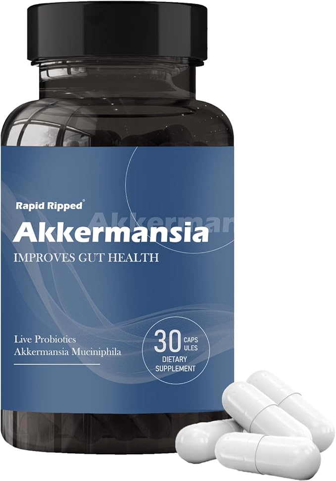 Akkermansia Probiotic with Prebiotic Fiber - Increases GLP-1 Production Delayed Release Third-Party Tested 100M AFU Live Strain for Gut Health for Men &amp Women (1pc)