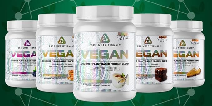 Core Nutritionals Vegan Gourmet Plant Based Protein Blend | with Vegan BCAAs | Lactose Soy Sugar &amp Gluten Free | 21g Pea Protein | 2 Pound (Chocolate Brownie Batter)