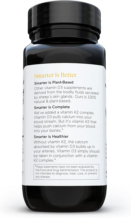 SMARTERNUTRITION Plant-Based Vitamin D3 Immune Support with Vegan K2 Complex + Smarter Nutrition Enzymes - Daily Digestive Aids with 16 Different Natural Enzymes