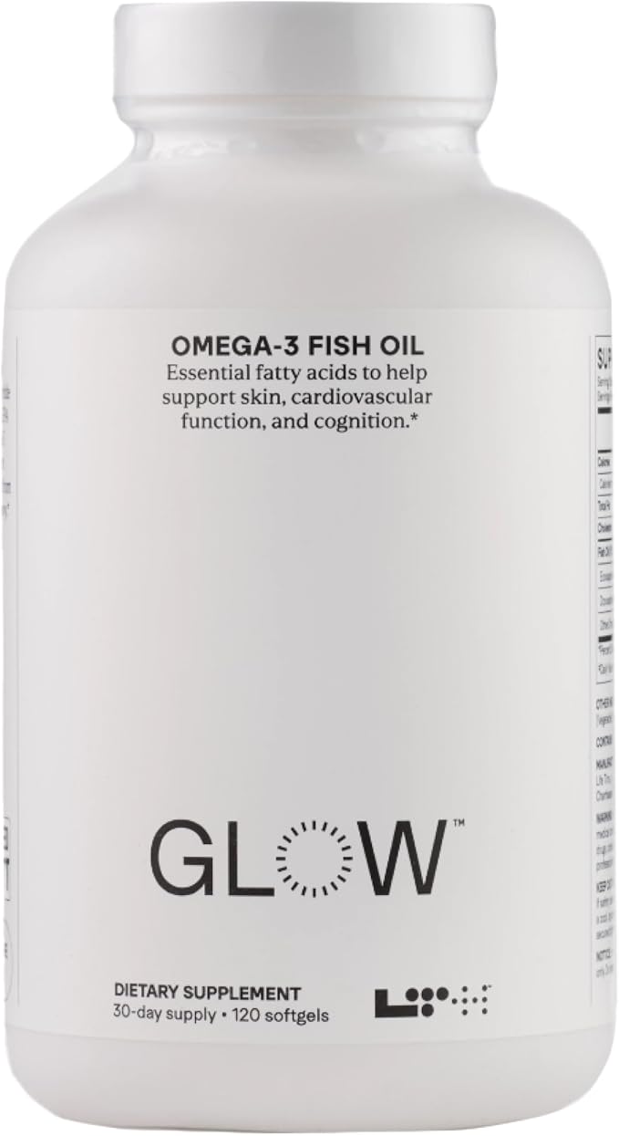 LTH Glow Omega-3 Fish Oil - Trusted by Life Time Members - NSF Certified for Sport - Supports Brain &amp Heart Health - Aids Healthy Skin Hair &amp Nails - Gluten Free &amp Soy Free - 30 Servings